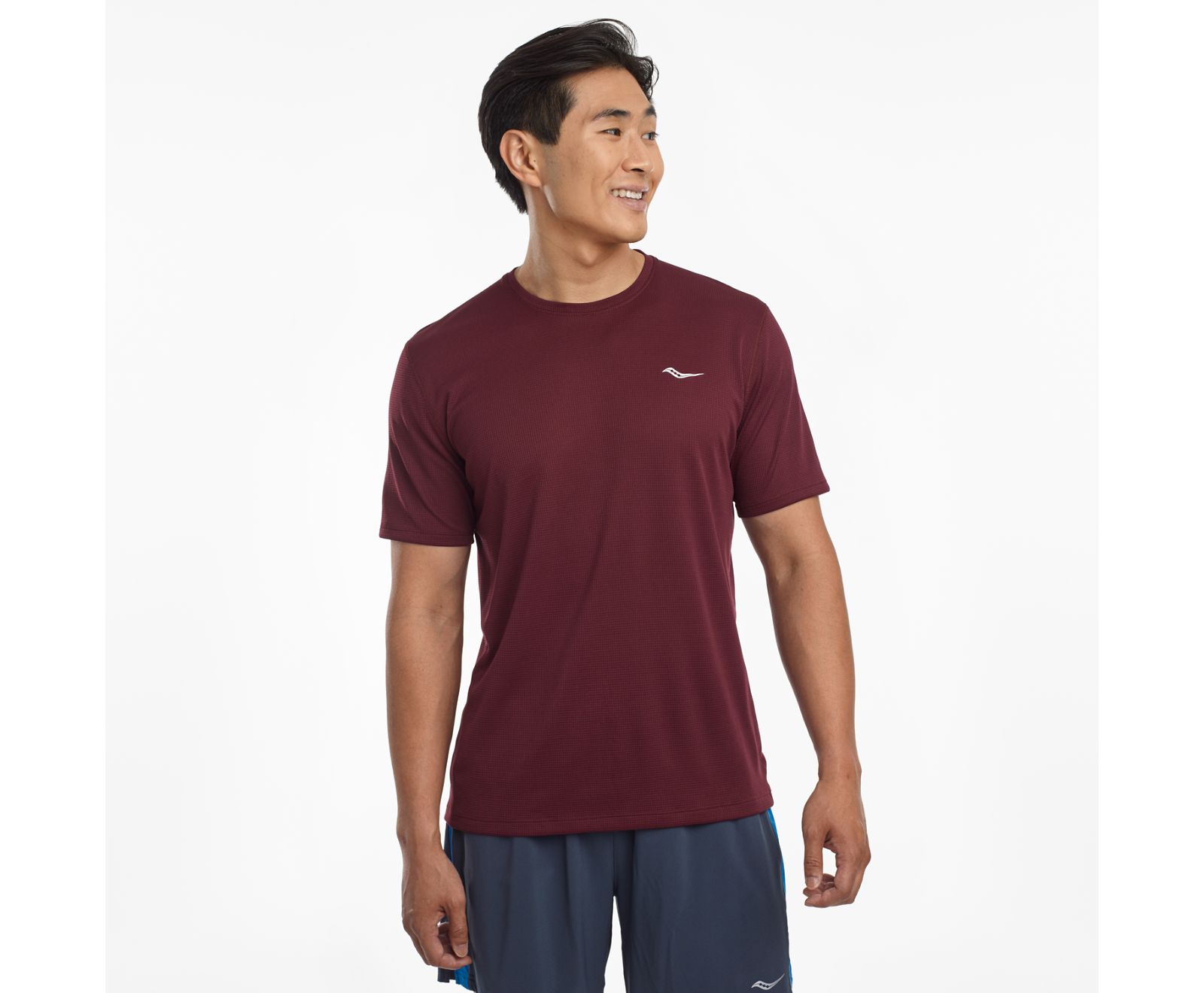 Saucony Stopwatch Short Sleeve Men\'s Shirts Burgundy | Canada 640HAPK